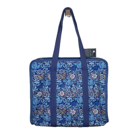 Hobby Gift Craft Bag Blue Floral Zippered With Inserts For Craft Projects & Tool - Picture 8 of 11